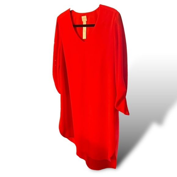 CHICOS High Low Woven Top Women’s Size Small, Red NWOT Button Roll Sleeves - Picture 3 of 14